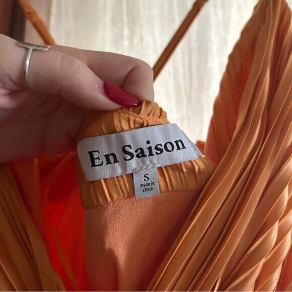 En Saison Illianna Maxi Long Dress High Low Asymmetrical Orange NEW Size S - Picture 4 of 10